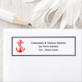 Nautische rode anker marine ingelijst 2 adreslabel etiket (Insitu)