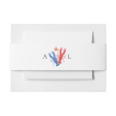 Nautische rode blauwe kreeft bruiloft monogram uitnodigingen wikkel (Voorkant Voorbeeld)