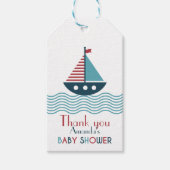 Nautische rode en blauwe boot BABY SHOWER Cadeaulabel (Voorkant)