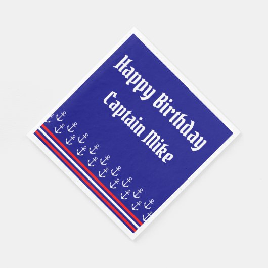Nautische Rode en Blauwe Bootkapitein Verjaardag Servet (Hoek)
