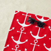 Nautische rode en witte ankerpatroon strandlaken (In situ)