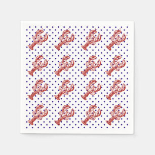 Nautische rode kreeft en blauwe Stippen Servetten