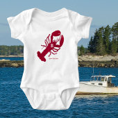 Nautische rode kreeft gepersonaliseerd monogram romper