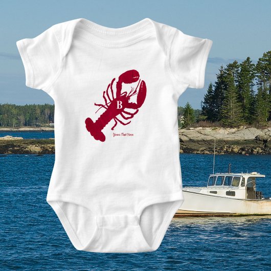 Nautische rode kreeft gepersonaliseerd monogram romper