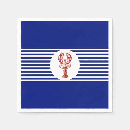 Nautische rode kreeft & strepen servet (Voorkant)