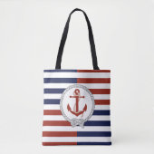 Nautische roestrode scheepsanker, marine, rode str tote bag (Voorkant)