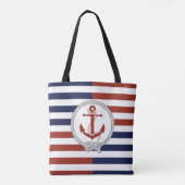 Nautische roestrode scheepsanker, marine, rode str tote bag (Achterkant)