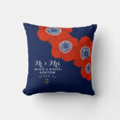 Nautische rood wit & blauw anemonen gedateerd aand kussen (Voorkant)