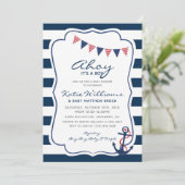 Nautische Rood Wit Blauw Anker Boy Baby shower Kaart (Staand voorkant)