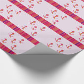 Nautische roze ankers en strips cadeaupapier (Hoek)