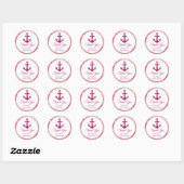 Nautische Roze Glitter Anker Baby Shower Ronde Sticker (Vel)
