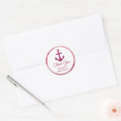 Nautische Roze Glitter Anker Baby Shower Ronde Sticker (Envelop)