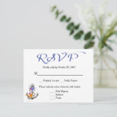 Nautische RSVP Boat Anker Bloemenblauw Briefkaart (Staand voorkant)