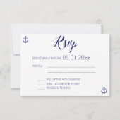 Nautische RSVP-kaarten voor bruiloft met strepen RSVP Kaartje (Achterkant)