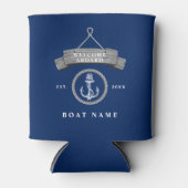 Nautische rustieke boot naam anker touw marine bla blikjeskoeler (Voorkant)