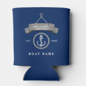 Nautische rustieke boot naam anker touw marine bla blikjeskoeler (Achterkant)