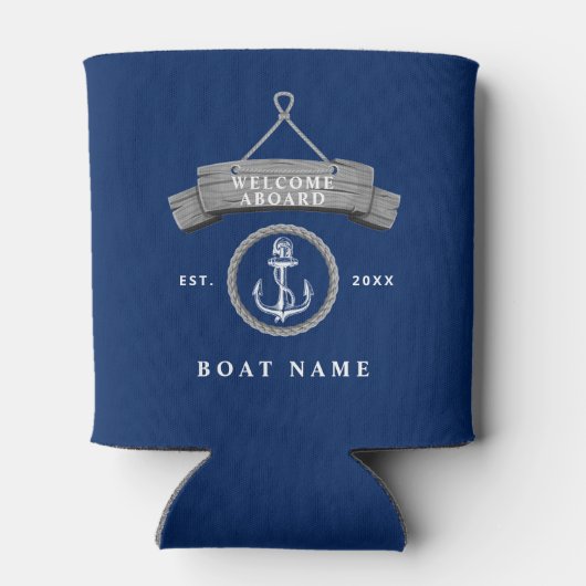 Nautische rustieke boot naam anker touw marine bla blikjeskoeler (Achterkant)