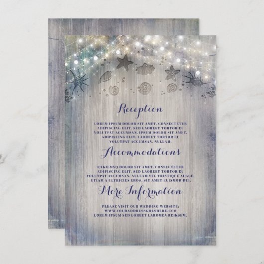 Nautische rustieke bruiloft informatie gast informatiekaartje (Voorkant / Achterkant)