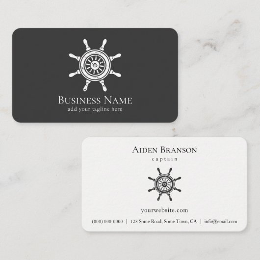 Nautische rustieke Schip Wiel Boot Captain Boating Visitekaartje (Voorkant / Achterkant)