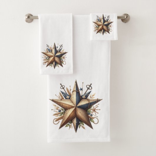Nautische Rustieke Ster Bad Handdoek (Insitu)