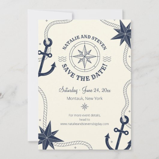Nautische "Save the Date"-aankondiging Kaart (Voorkant)