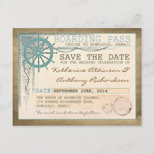 nautische save the date boarding pass-briefkaarten aankondigingskaart