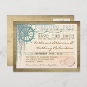 nautische save the date boarding pass-briefkaarten aankondigingskaart (Voorkant / Achterkant)