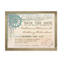 nautische save the date boarding pass-briefkaarten