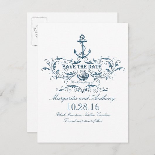 nautische save the date briefkaarten (Voorkant / Achterkant)