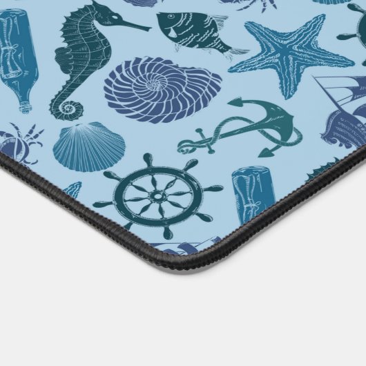 Nautische schaduwen van blauw patroon bureaumat (Hoek)