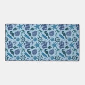 Nautische schaduwen van blauw patroon bureaumat (Voorkant)