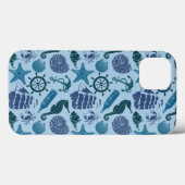 Nautische schaduwen van blauw patroon Case-Mate iPhone case (Achterkant (horizontaal))