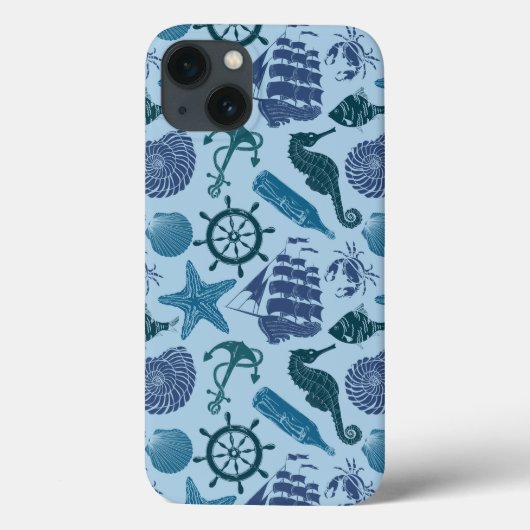 Nautische schaduwen van blauw patroon Case-Mate iPhone case (Achterkant)