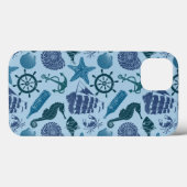 Nautische schaduwen van blauw patroon Case-Mate iPhone case (Achterkant (horizontaal))