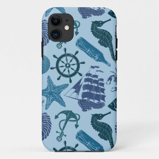 Nautische schaduwen van blauw patroon Case-Mate iPhone case (Achterkant)