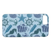 Nautische schaduwen van blauw patroon Case-Mate iPhone case (Achterkant (Horizontaal))