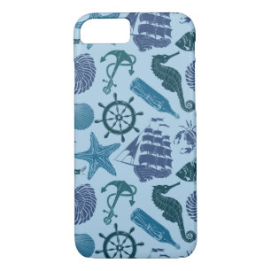 Nautische schaduwen van blauw patroon 	iPhone 8/7 hoesje
