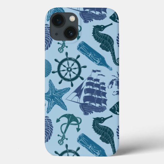 Nautische schaduwen van blauw patroon Case-Mate iPhone case (Achterkant)