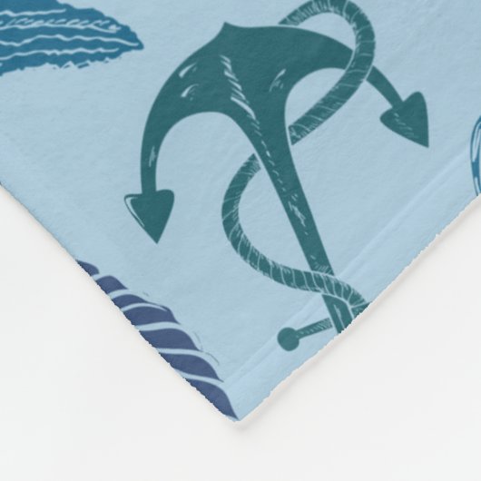 Nautische schaduwen van blauw patroon fleece deken (Hoek)