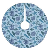 Nautische schaduwen van blauw patroon kerstboom rok (Voorkant)