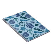 Nautische schaduwen van blauw patroon notitieboek (Rechterzijde)