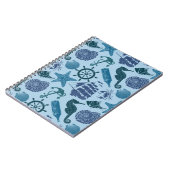 Nautische schaduwen van blauw patroon notitieboek (Linkerzijde)