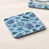 Nautische schaduwen van blauw patroon onderzetter (Linkerzijde)