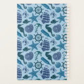 Nautische schaduwen van blauw patroon planner (Achterkant)