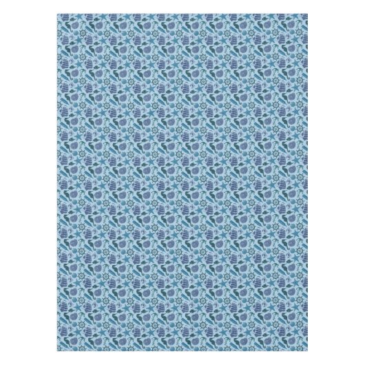 Nautische schaduwen van blauw patroon tafelkleed (Voorkant)