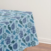 Nautische schaduwen van blauw patroon tafelkleed (Voorbeeld)