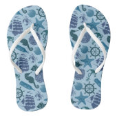 Nautische schaduwen van blauw patroon teenslippers (Voetbed)