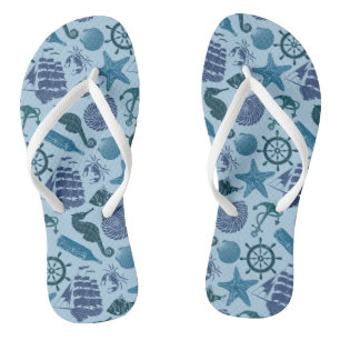 Nautische schaduwen van blauw patroon teenslippers