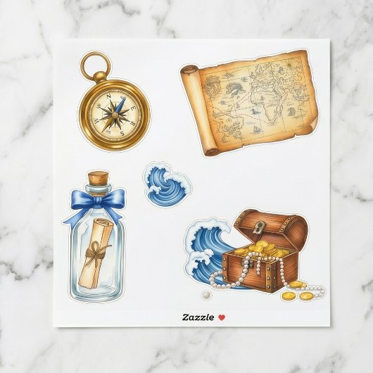 Nautische Schatkaart Sticker Set