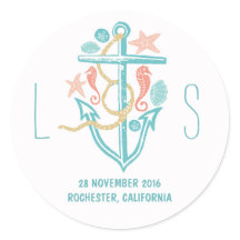 nautische schattige moderne bruiloft stickers